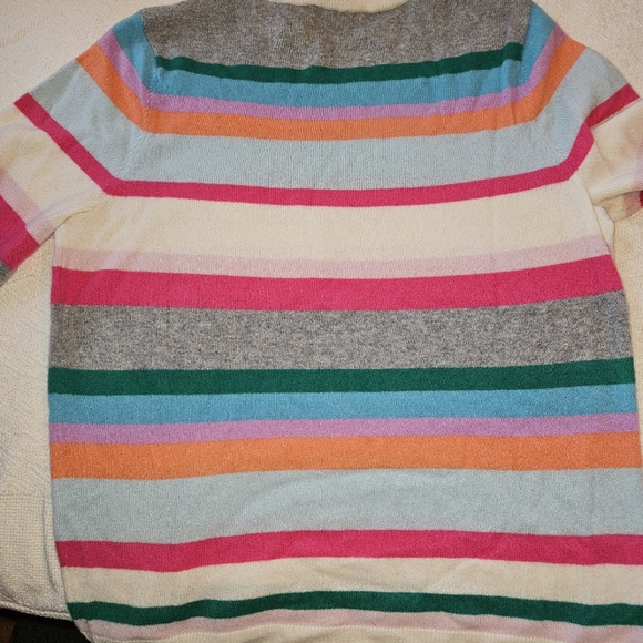Talbots Women's Cashmere Sweater Crewneck XL NWT Colorful Stripes - Picture 4 of 5